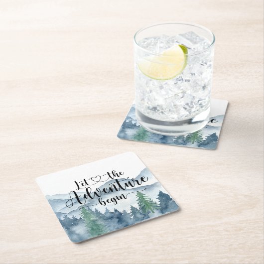 Forest Adventure Waterverf Mountains Baby shower Kartonnen Onderzetters (Insitu)