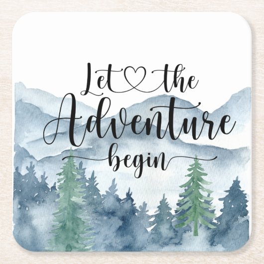 Forest Adventure Waterverf Mountains Baby shower Kartonnen Onderzetters (Voorkant)