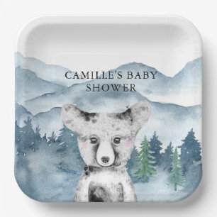 Forest Adventure Waterverf Mountains Baby shower Papieren Bordje