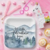 Forest Adventure Waterverf Mountains Baby shower Papieren Bordje (Feest)