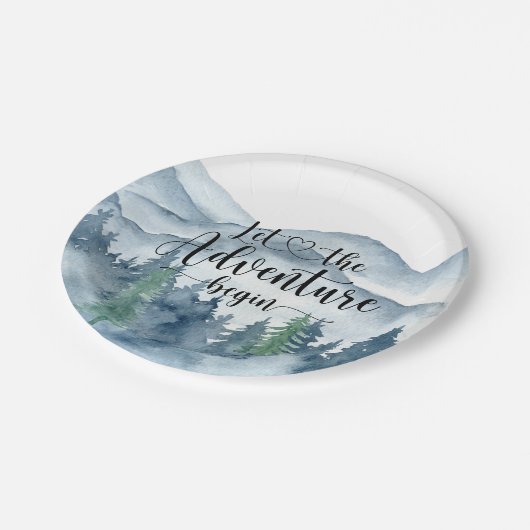 Forest Adventure Waterverf Mountains Baby shower Papieren Bordje (Gekanteld)