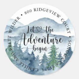Forest Adventure Waterverf Mountains Baby shower Ronde Sticker