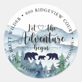 Forest Adventure Waterverf Mountains Baby shower Ronde Sticker