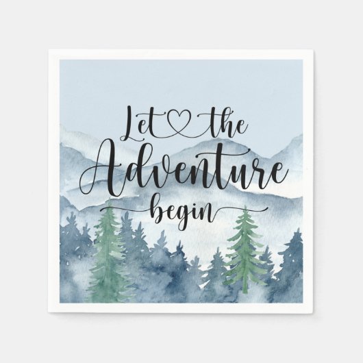 Forest Adventure Waterverf Mountains Baby shower Servet (Voorkant)