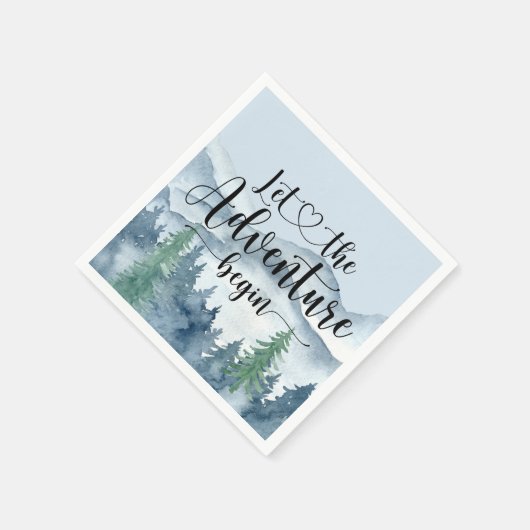 Forest Adventure Waterverf Mountains Baby shower Servet (Hoek)