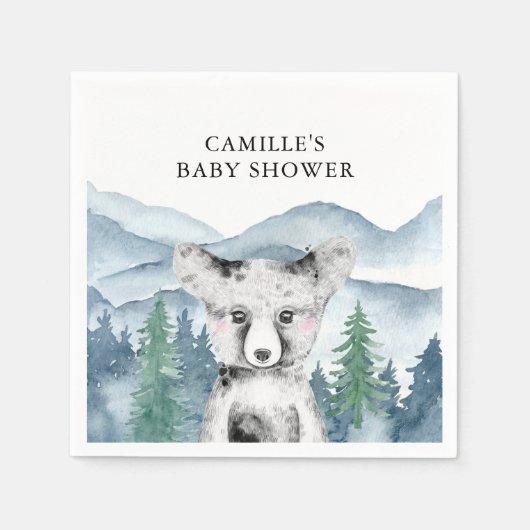 Forest Adventure Waterverf Mountains Baby shower Servet (Voorkant)