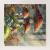 Forest Amanita Paddenstoelen Ochtendlicht geblader Legpuzzel (Horizontaal)