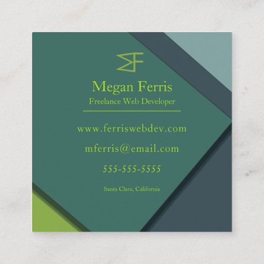 Forest and Moss Professional Vierkante Visitekaartje (Achterkant)