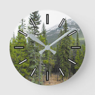 Forest and Mountain Scene Clock Ronde Klok