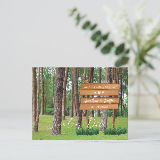 Forest and Natuur Wedding Save the Date Aankondigingskaart (Staand voorkant)