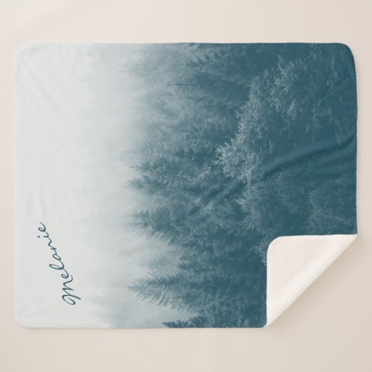Forest and Trees Print Personalized Sherpa Deken (Voorkant (horizontaal))