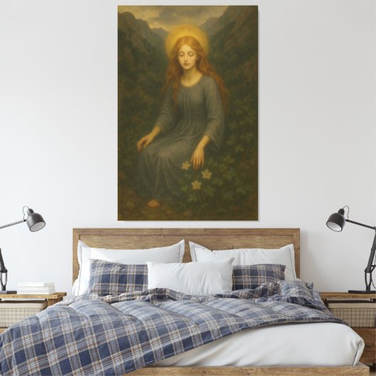 Forest Angel – Divine Light Portrait Canvas Afdruk (Insitu (Slaapkamer))