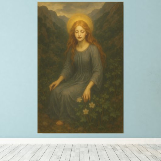 Forest Angel – Divine Light Portrait Canvas Afdruk (Insitu (Houten vloer))
