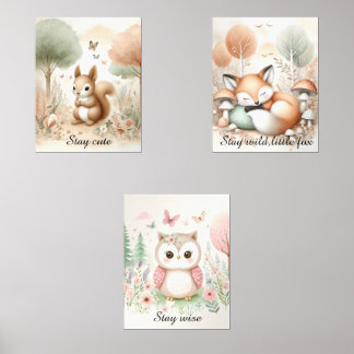  Forest Animal Baby Room Nursery Muurkunst Sets