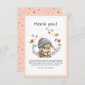 Forest Animal Bunny Botanical 1st Birthday  Bedankkaart (Voorkant / Achterkant)