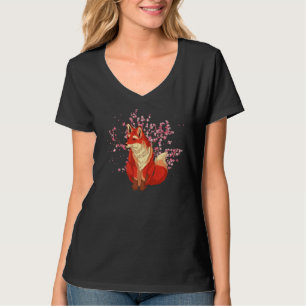 Forest Animal Cherry Blossom Sakura Natuur Fox T-shirt