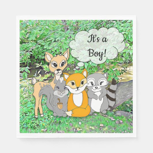 Forest Animal dacht dat het een Baby shower van ee Servet (Voorkant)