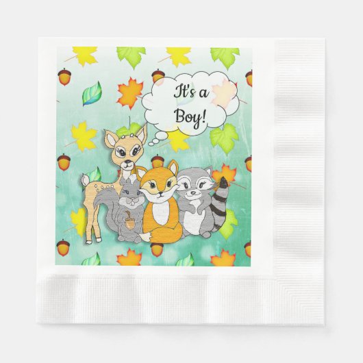 Forest Animal dacht dat het een Baby shower van ee Servet (Voorkant)