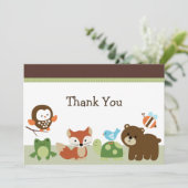 Forest Animal Friends Baby shower Hartelijk dank Bedankkaart (Staand voorkant)