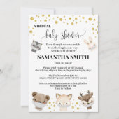 Forest Animal Virtual Baby shower Gold Glitter Kaart (Voorkant)