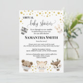 Forest Animal Virtual Baby shower Gold Glitter Kaart (Staand voorkant)