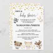Forest Animal Virtual Baby shower Gold Glitter Kaart (Voorkant / Achterkant)