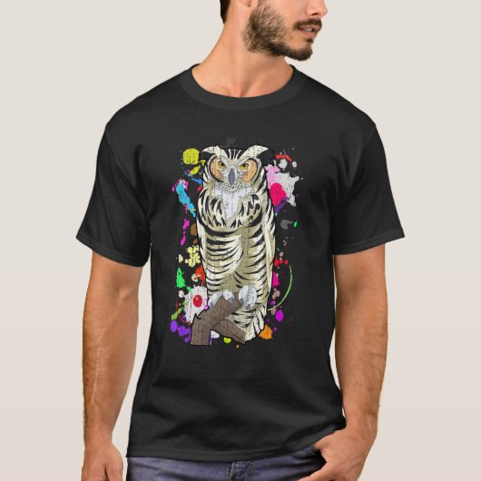 Forest Animal Wise Vogel Kleurrijke Uil 2 T-shirt (Voorkant)
