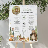 Forest Animals 1st Birthday Milestone Sign Poster