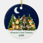 Forest Animals Baby First Christmas - PHOTO BACK Keramisch Ornament (Voorkant)