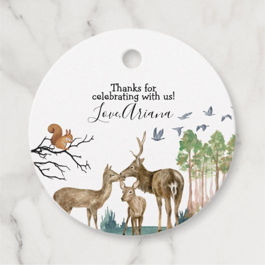 Forest Animals Baby shower Favorietentjes Bedankjes Labels (Voorkant)