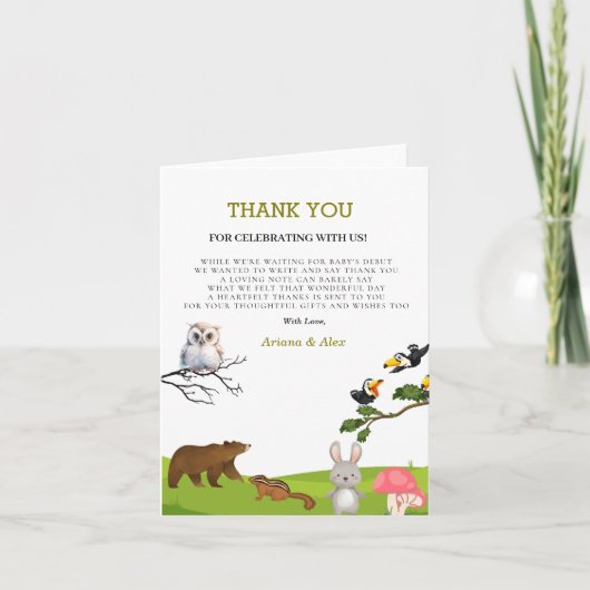 Forest Animals Baby shower Hartelijk dank Bedankkaart (Voorkant)