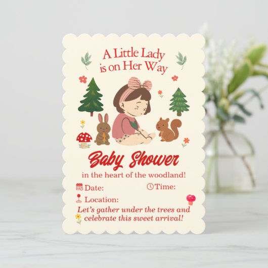 Forest Animals Baby Shower Invitation Kaart (Staand voorkant)