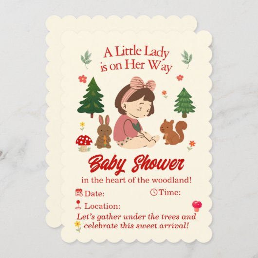 Forest Animals Baby Shower Invitation Kaart (Voorkant / Achterkant)
