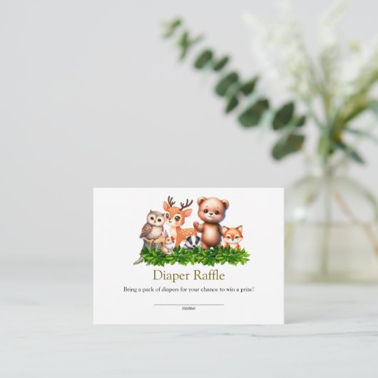 Forest Animals Baby shower Luier Raffle kaarten (Staand voorkant)