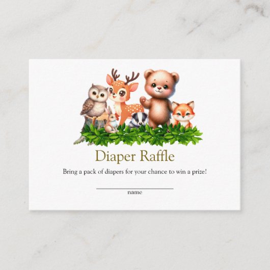 Forest Animals Baby shower Luier Raffle kaarten (Voorkant)