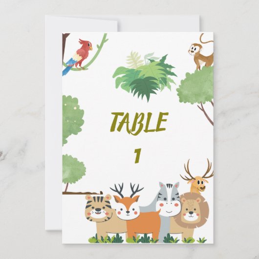 Forest Animals Baby shower-tabelnummers Kaart (Voorkant)