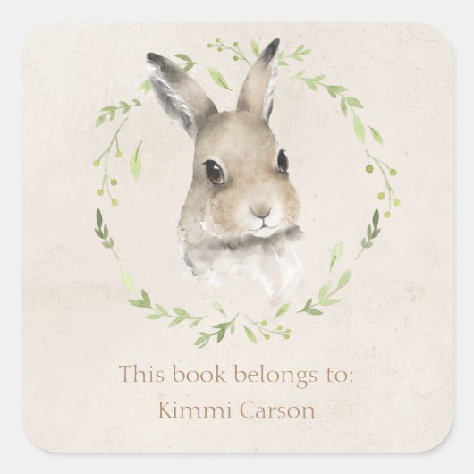 Forest Animals Bunny Dit boek behoort tot de naam Vierkante Sticker (Voorkant)