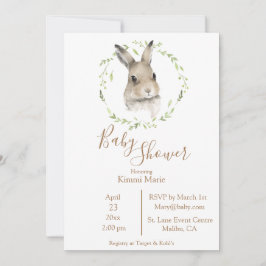 Forest Animals Bunny Rabbit Script Waterverf Baby Kaart