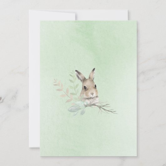 Forest Animals Bunny Rabbit Script Waterverf Baby Kaart (Achterkant)