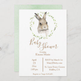 Forest Animals Bunny Rabbit Script Waterverf Baby Kaart