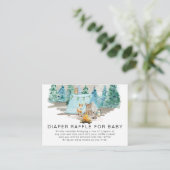 Forest Animals Deer Bear Floral Boy Baby Shower Informatiekaartje (Staand voorkant)