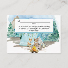 Forest Animals Deer Bear Floral Boy Baby Shower Informatiekaartje