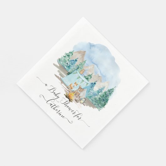 Forest Animals Deer Bear Rustic Boy Baby Shower Servet (Hoek)