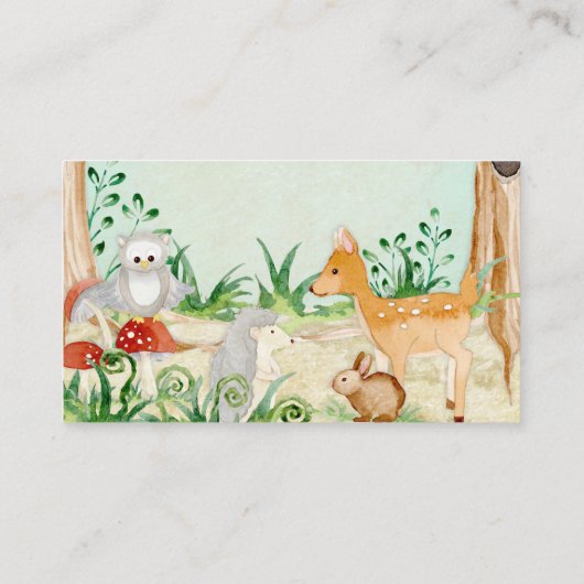 Forest Animals Deer Owl Woodland Book Request Visitekaartje (Achterkant)