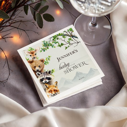 Forest Animals Greenery Baby Shower Party Servet