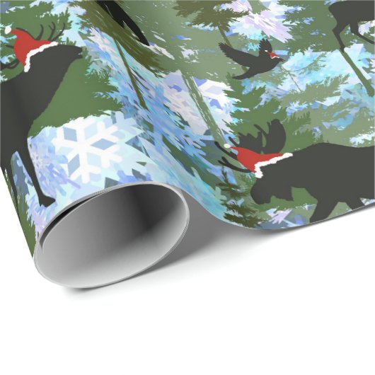 Forest Animals in Santa Hats Cadeaupapier (Rol Hoek)