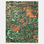 FOREST ANIMALS Pheasant ,Red Fox,Green Floral Fleece Deken (Voorkant)