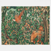 FOREST ANIMALS Pheasant ,Red Fox,Green Floral Fleece Deken (Voorkant (Horizontaal))