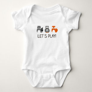 Forest Animals Raccoon Fox Owl "Laten we spelen!" Romper