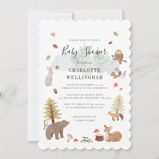 Forest Animals Rustic Baby shower Kaart (Voorkant)